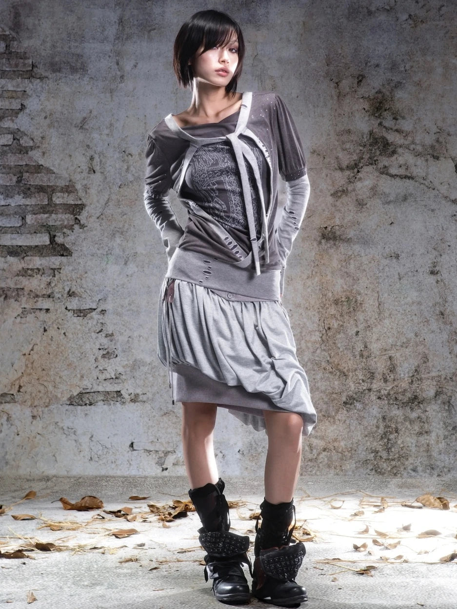 ARIADNAw Two Way V-neck Stretch Knit Top Cardigan