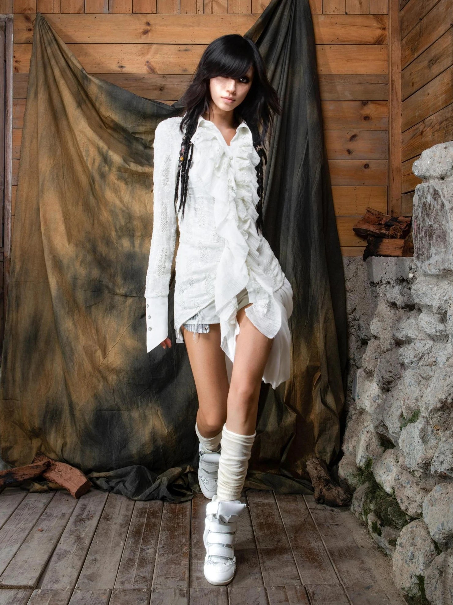 ARIADNAw Vintage Punk Asymmetric Peplum Blouse Shirts