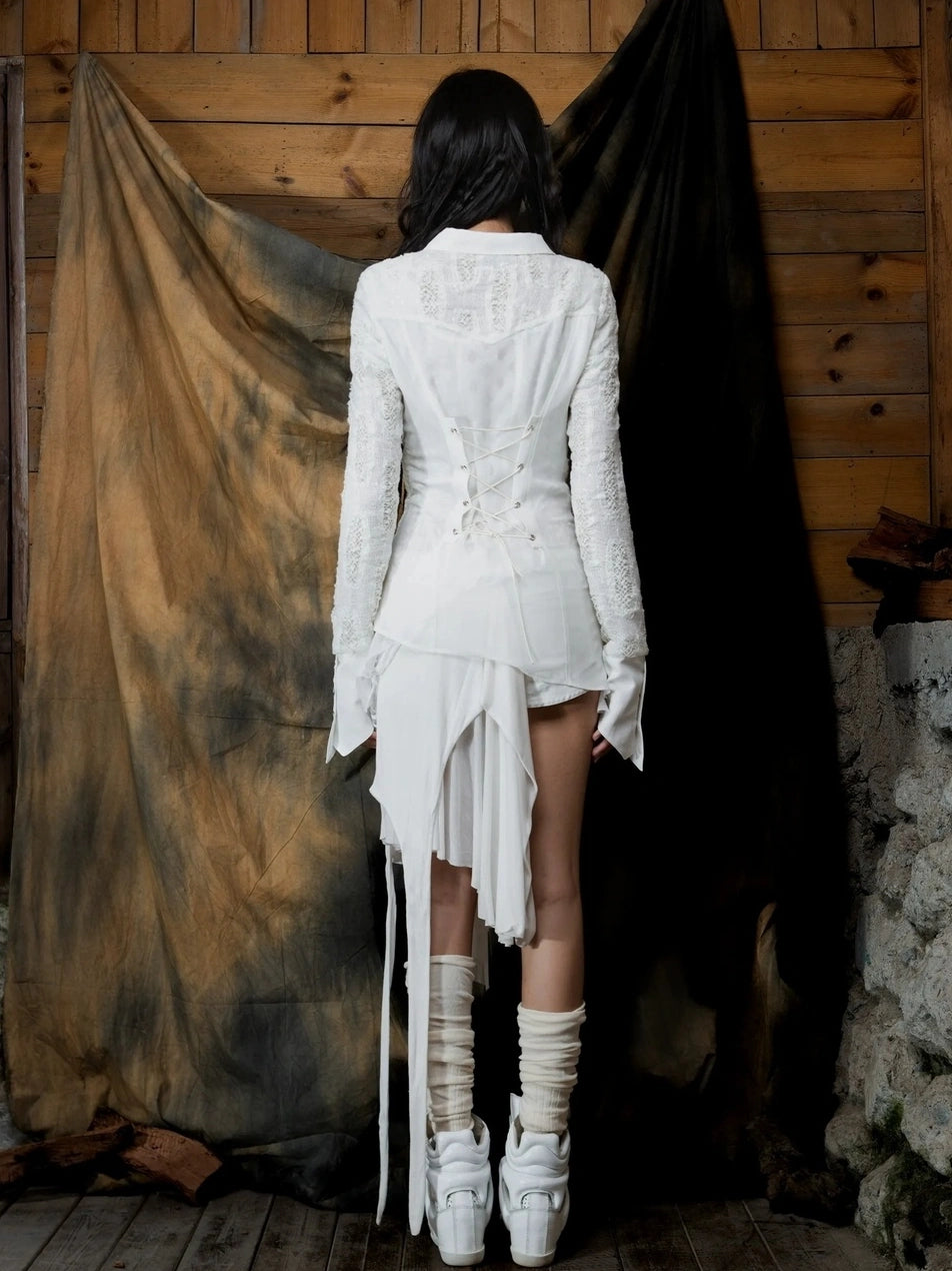 ARIADNAw Vintage Punk Asymmetric Peplum Blouse Shirts