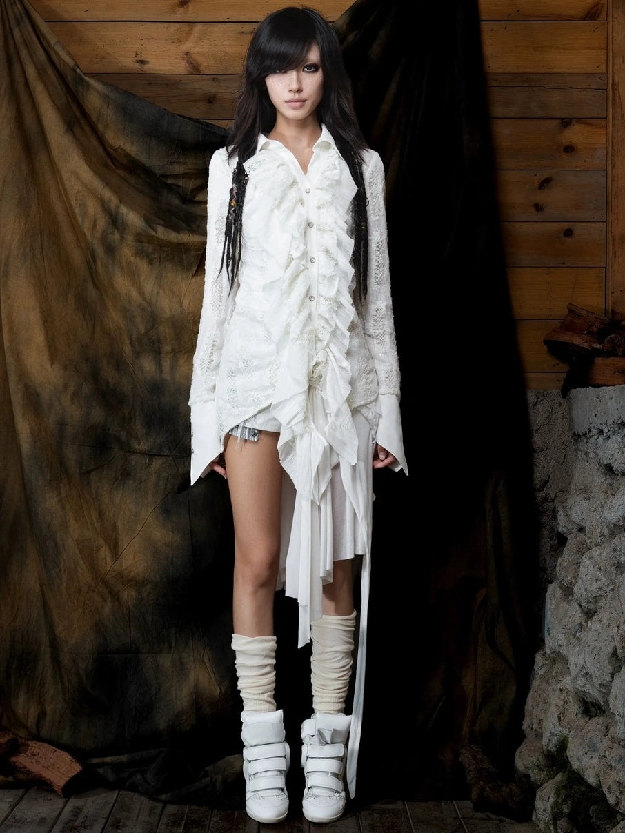 ARIADNAw Vintage Punk Asymmetric Peplum Blouse Shirts