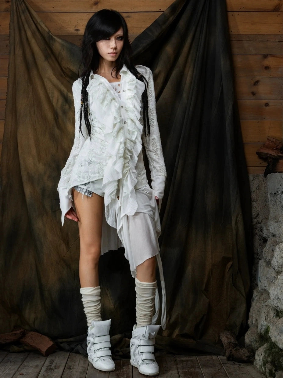 ARIADNAw Vintage Punk Asymmetric Peplum Blouse Shirts