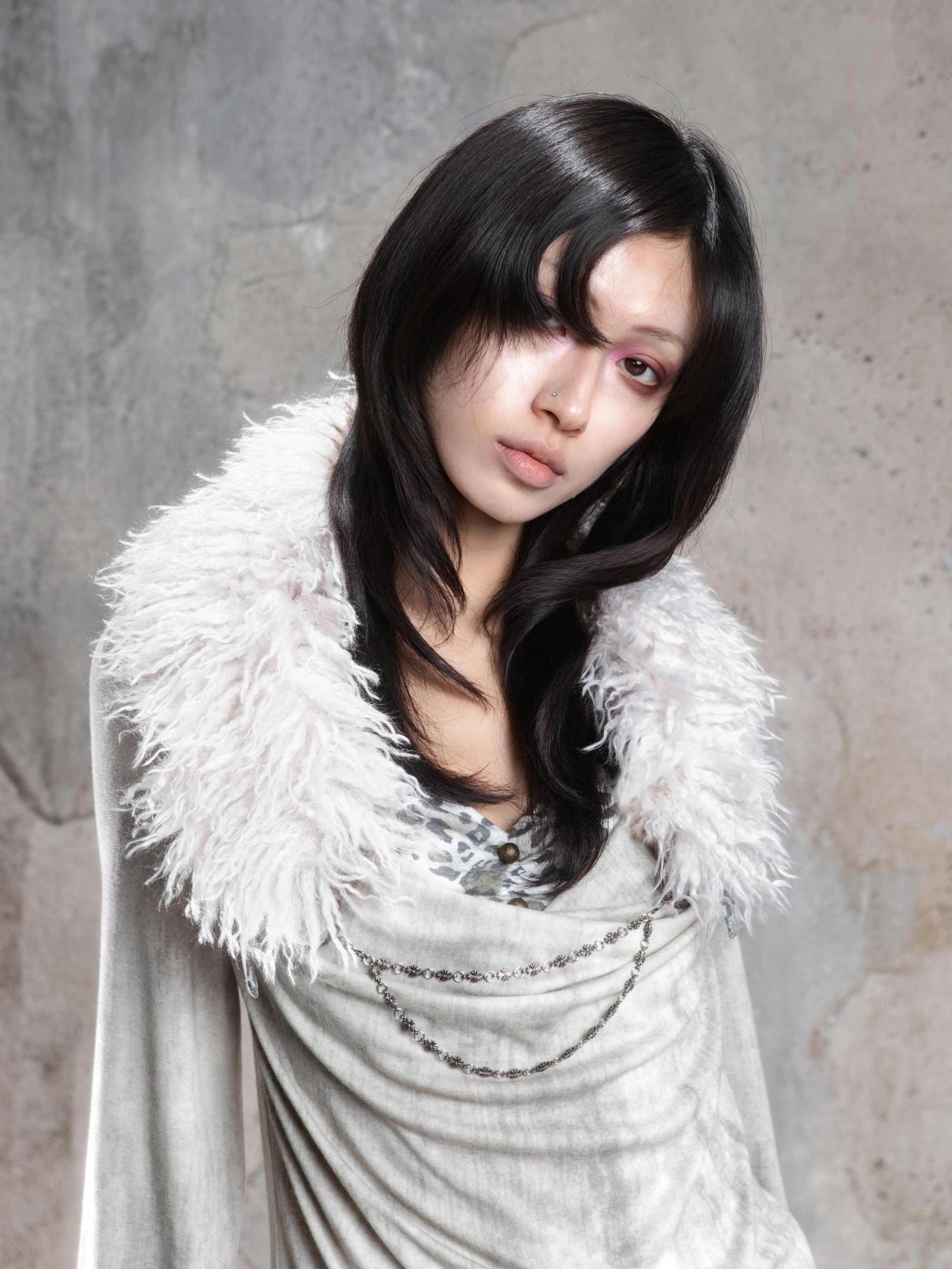 ARIADNAw Vintage Punk Detachable Fur Collar Scarf Belt Scarf