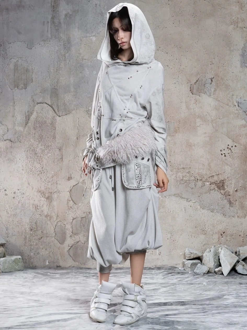 ARIADNAw Vintage Punk Detachable Fur Collar Scarf Belt Scarf