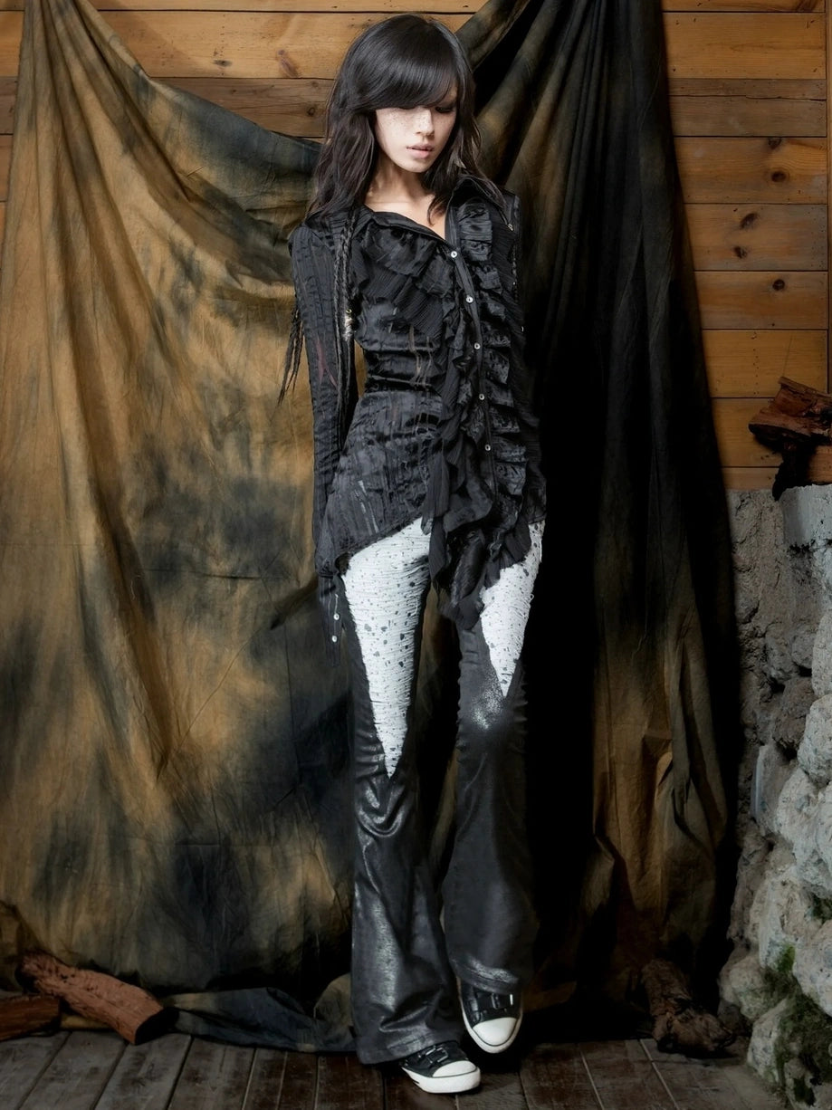 ARIADNAw Vintage Punk Flared Denim Pants Jeans