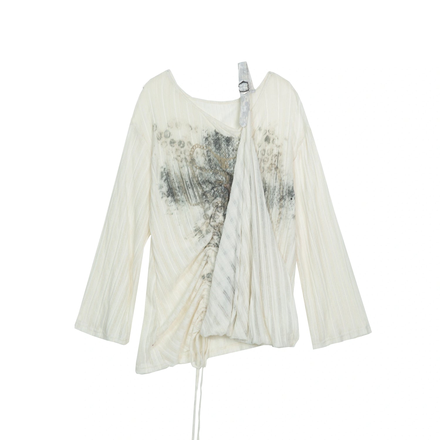 ARIADNAw_Vintage_Punk_V-neck_Lace_Up_Asymmetric_Print_Knit_Top_MISSTT