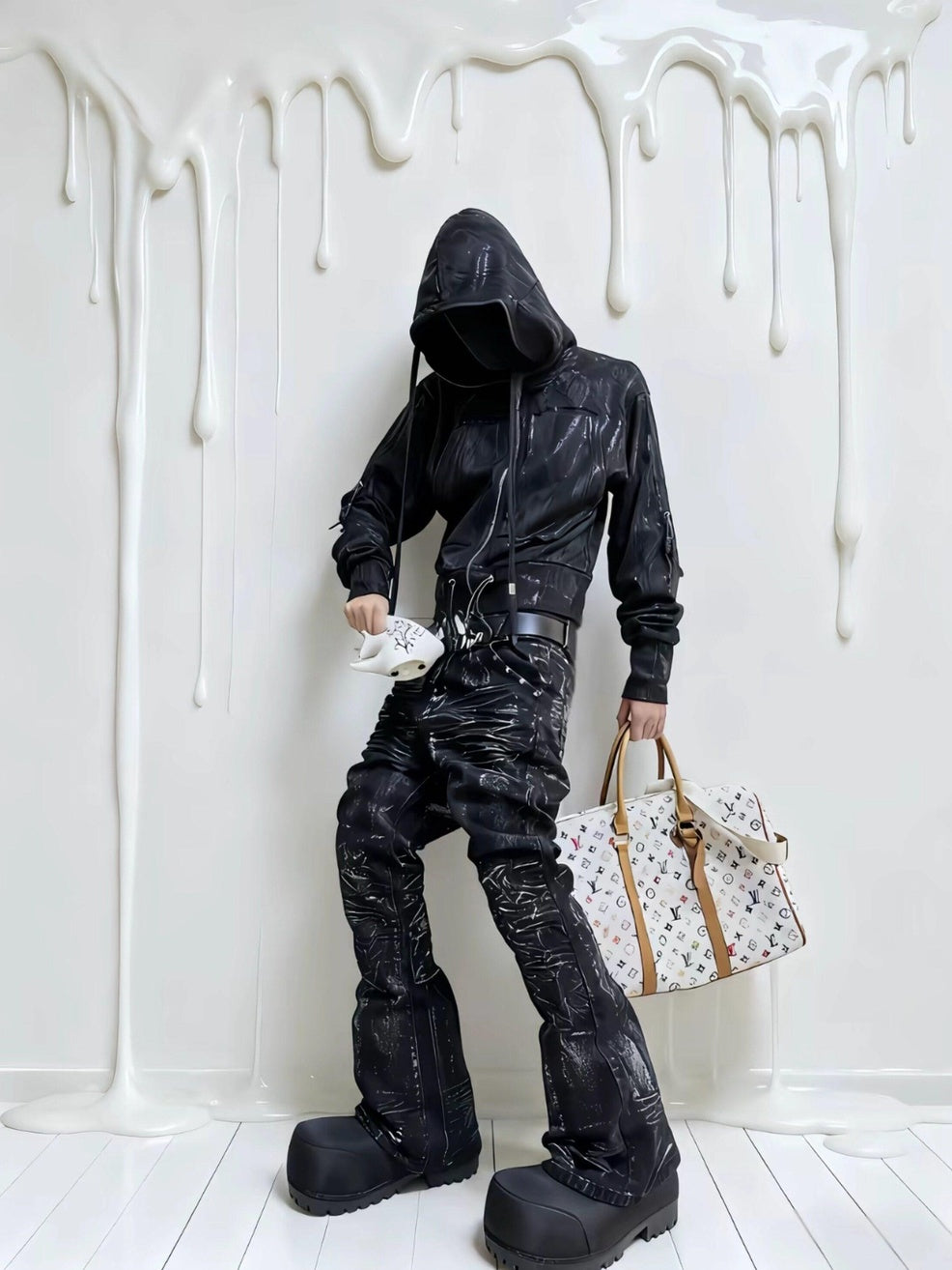ATAnothingness Cozy Cotton Blend Loose Fit Zip Hooded Unisex Casual Black Hoodies