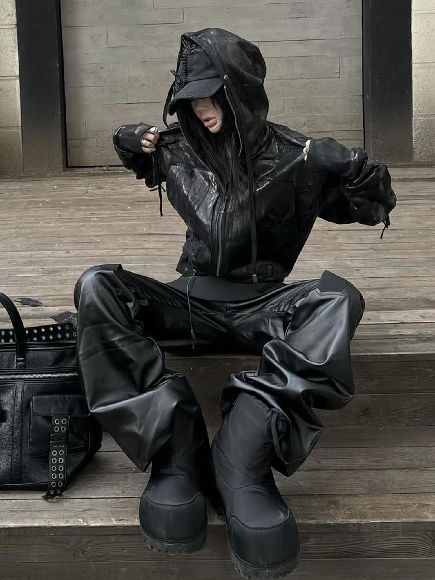 ATAnothingness Cozy Cotton Blend Loose Fit Zip Hooded Unisex Casual Black Hoodies