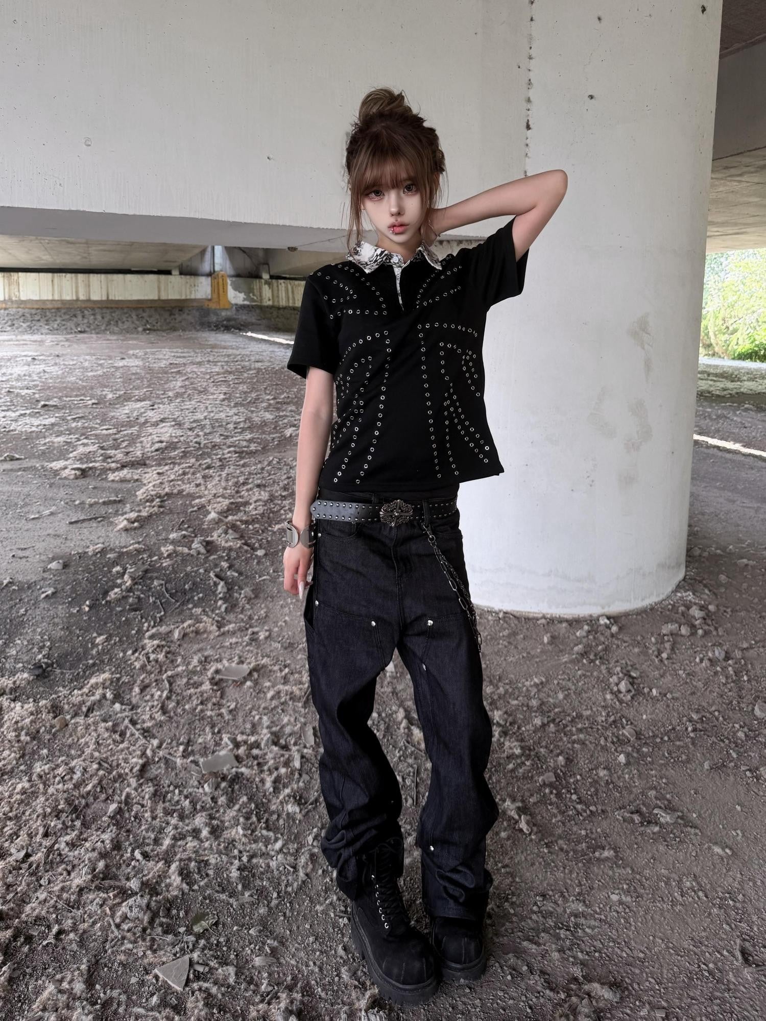 ATAnothingness Leopard Studded Hotfix Polo Women&