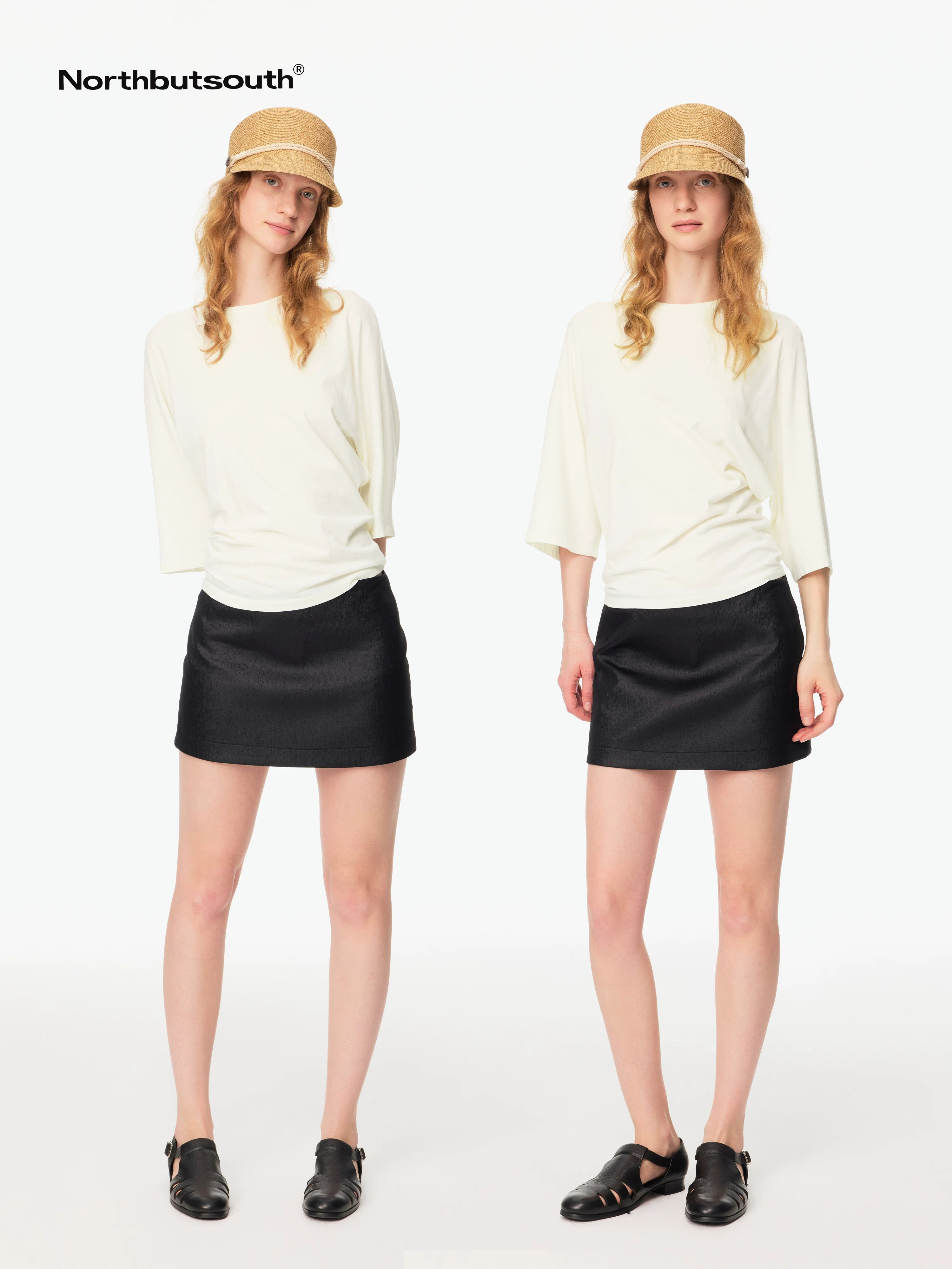 A Line Coated Texture No Waistband Mid Low Rise Women&
