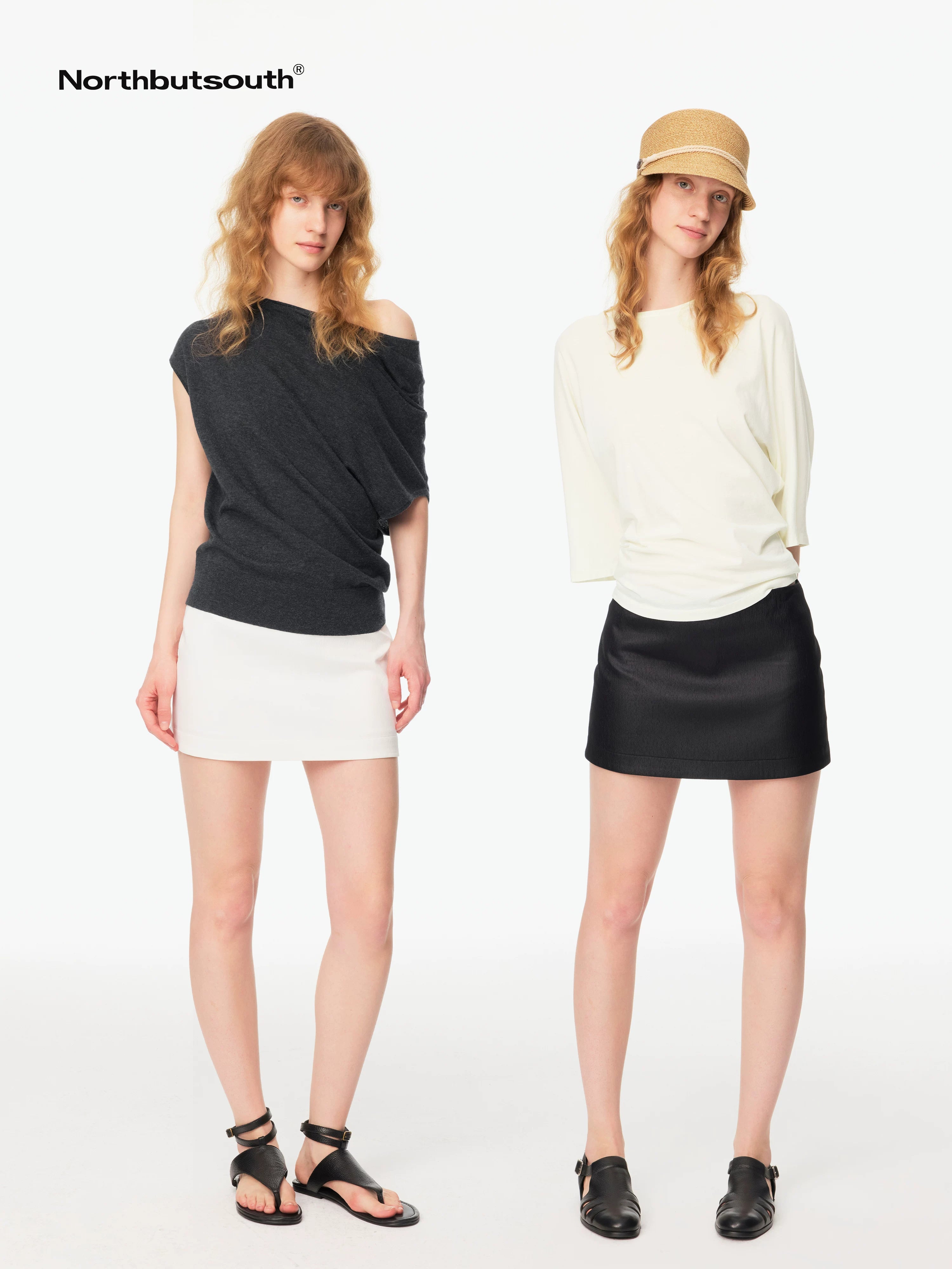 A Line Coated Texture No Waistband Mid Low Rise Women&