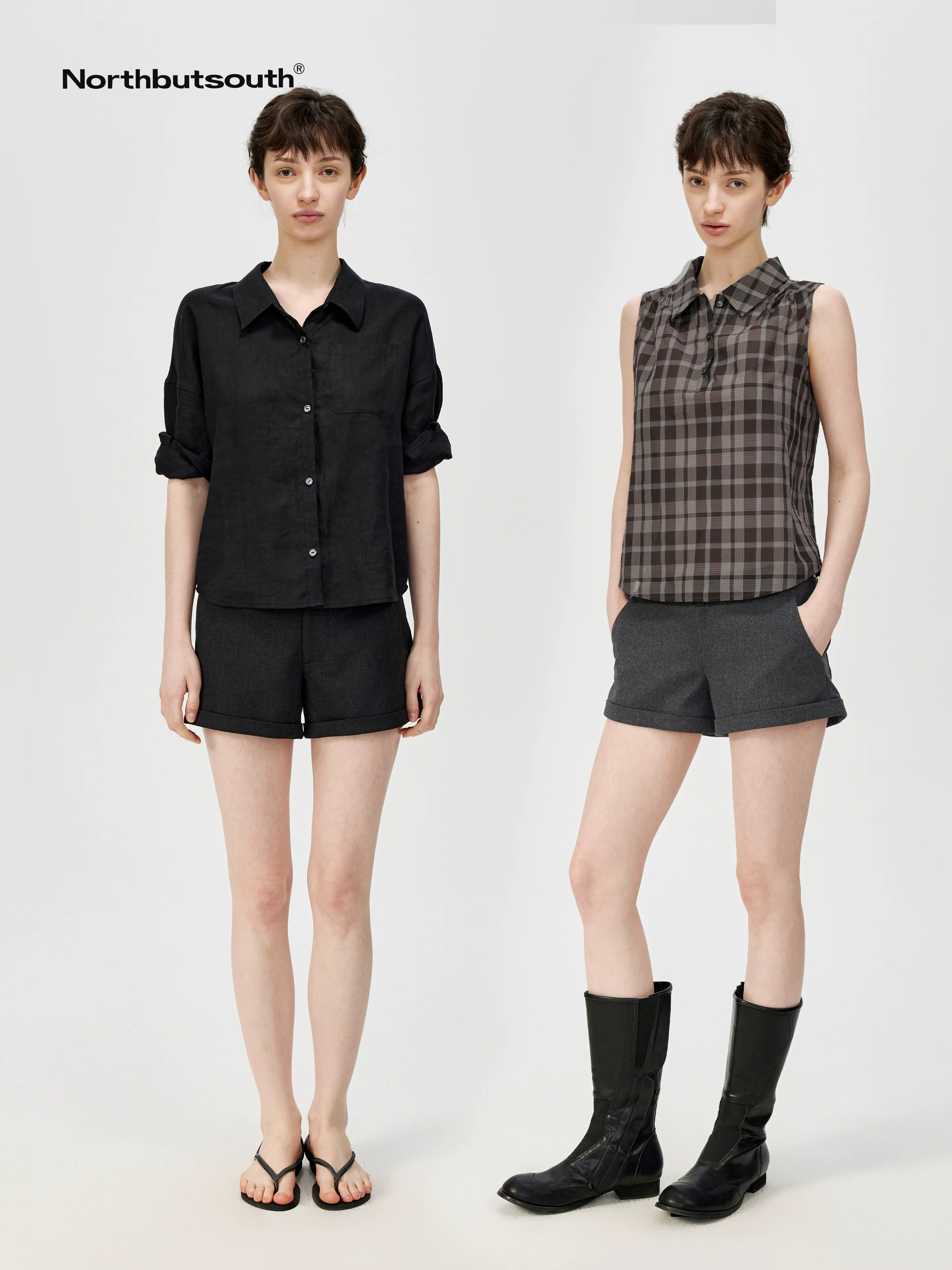 A Line Mini Shorts With Adjustable Metal Waist