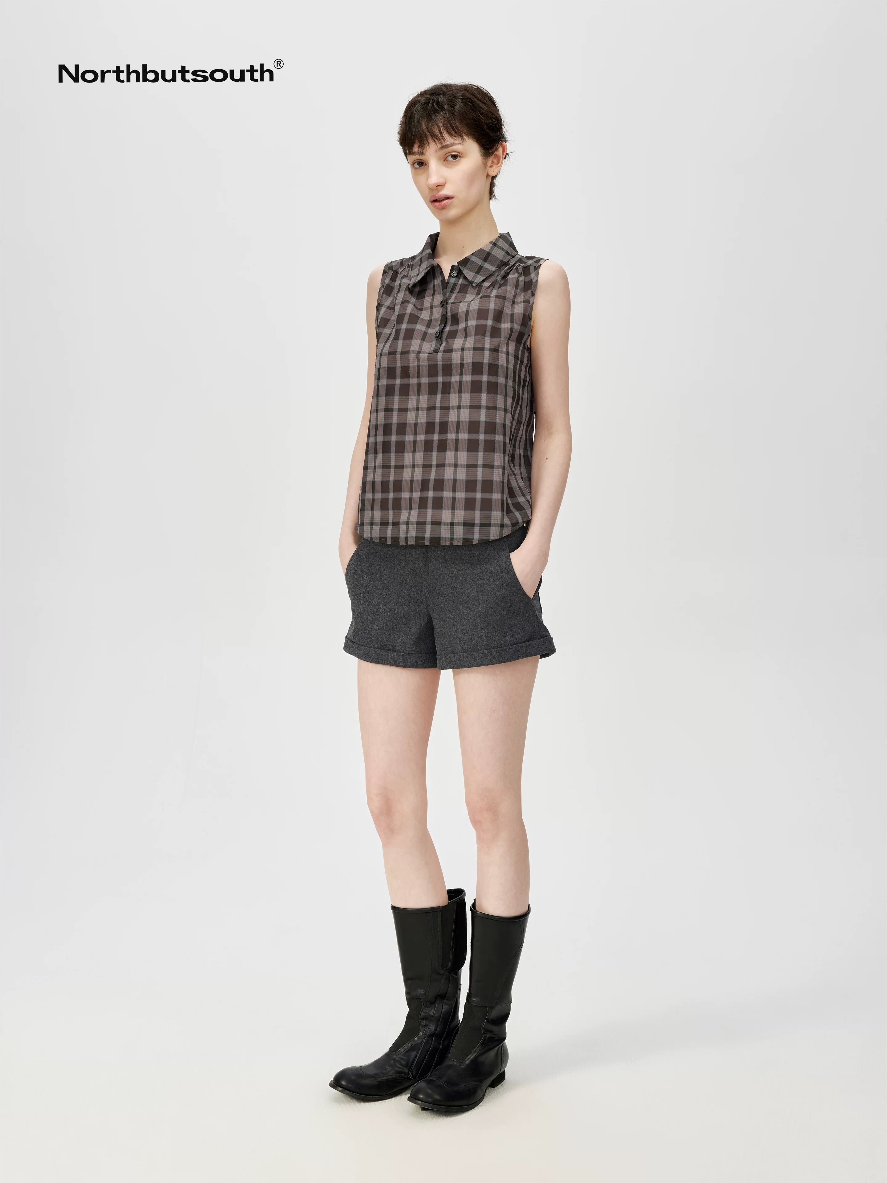 A Line Mini Shorts With Adjustable Metal Waist
