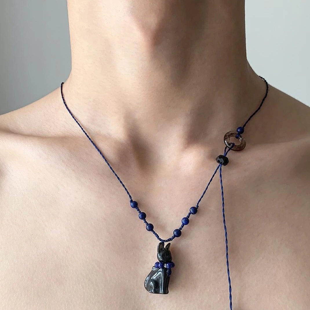Accessories Adjustable Beaded Cat Necklace
