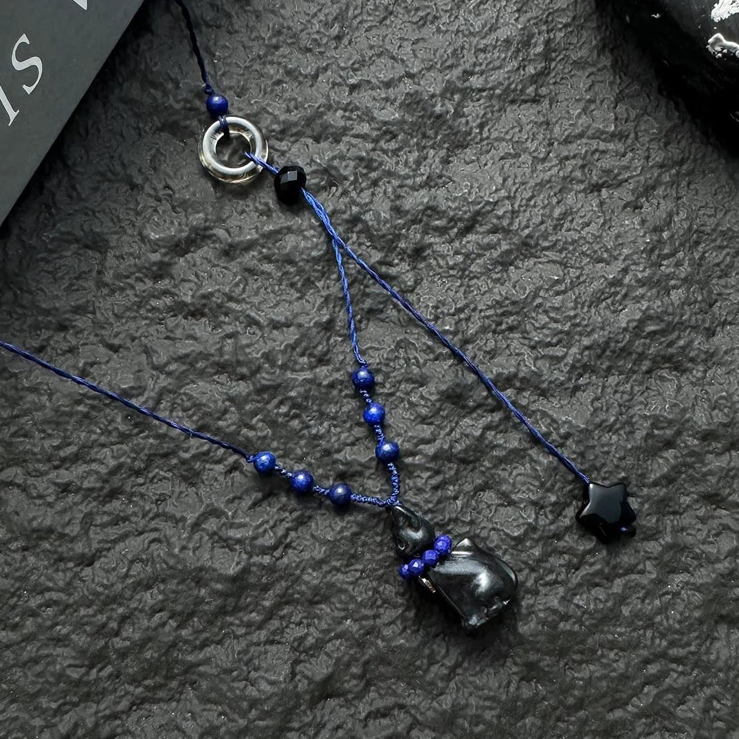 Accessories Adjustable Beaded Cat Necklace