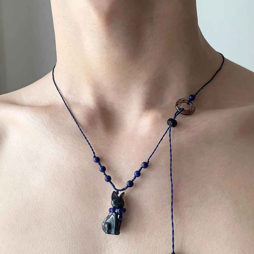 Accessories Adjustable Beaded Cat Necklace