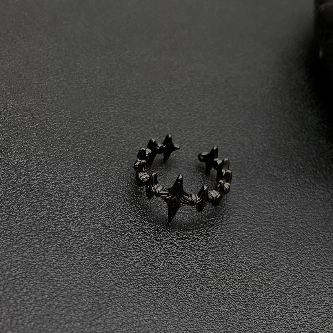Accessories Adjustable Black Star Spike Ring