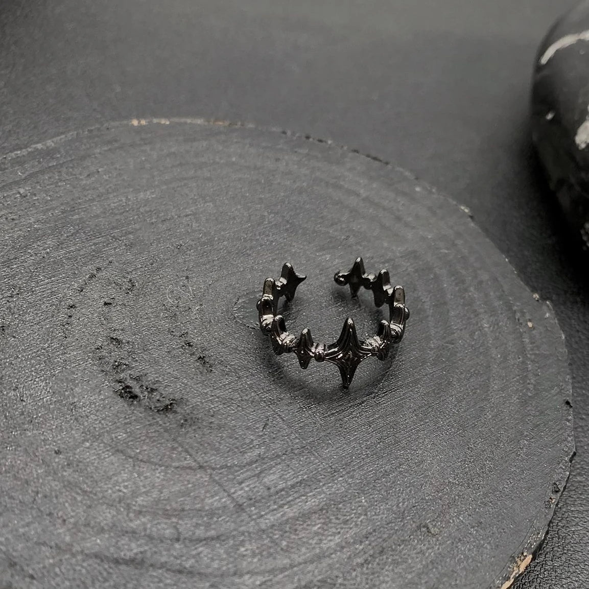 Accessories Adjustable Black Star Spike Ring