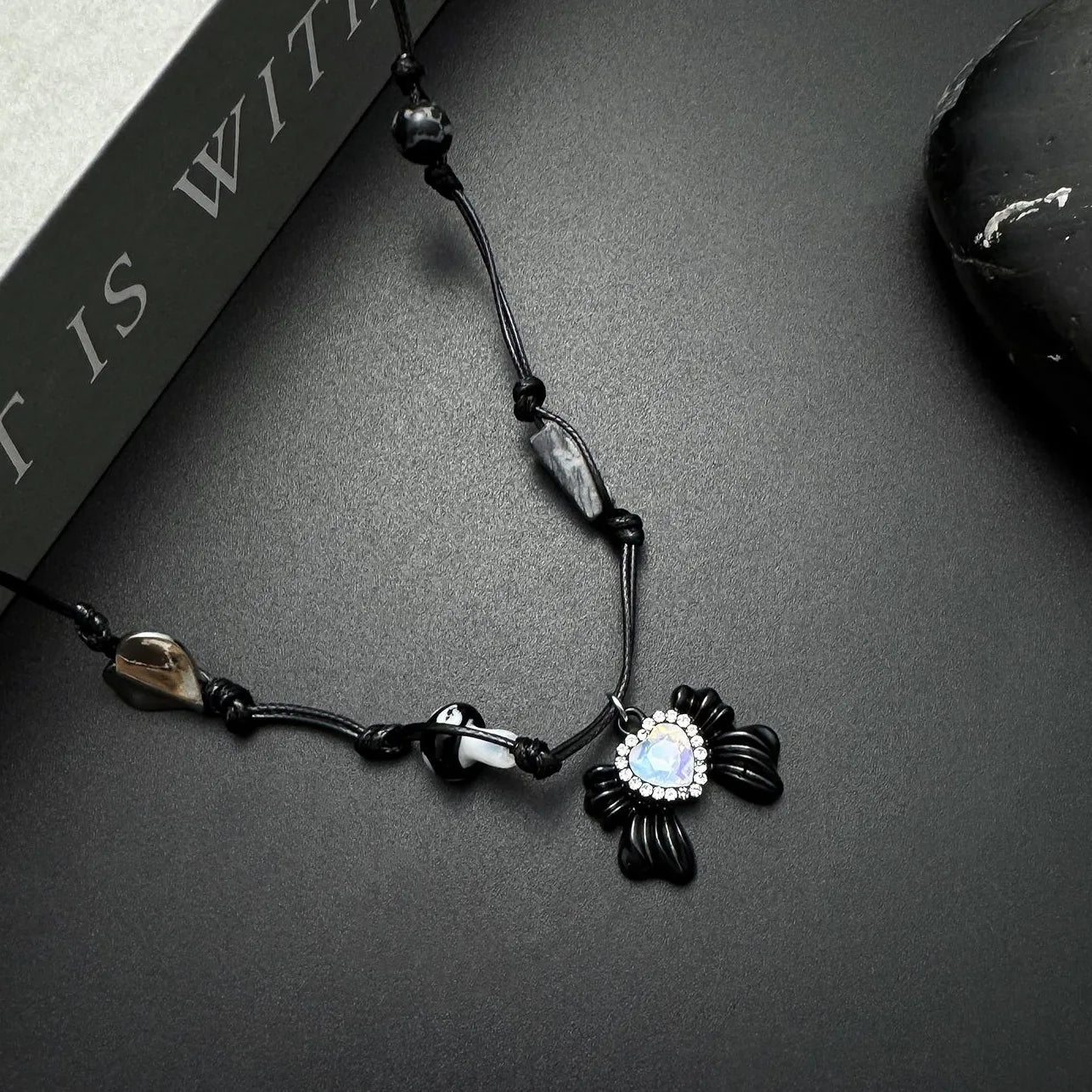 Accessories Adjustable Bow Zircon Pendant Necklace