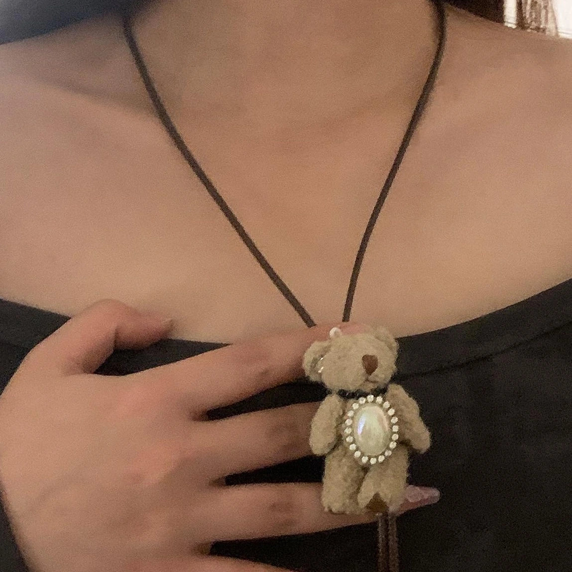 Accessories Adjustable Brown Bear Pendant Necklace