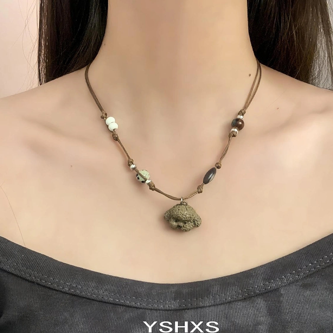 Accessories Adjustable Brown Puppy Pendant Necklace