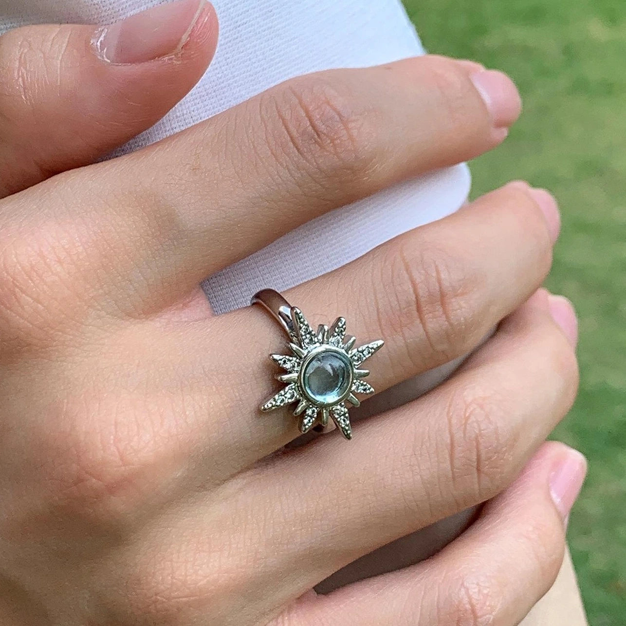 Accessories Adjustable Crystal Sunflower Ring
