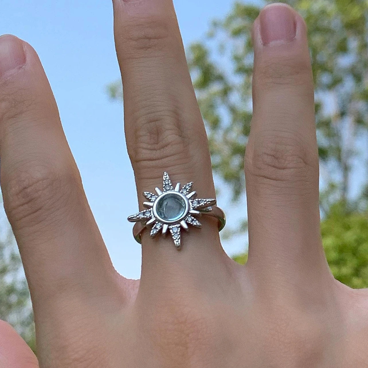 Accessories Adjustable Crystal Sunflower Ring