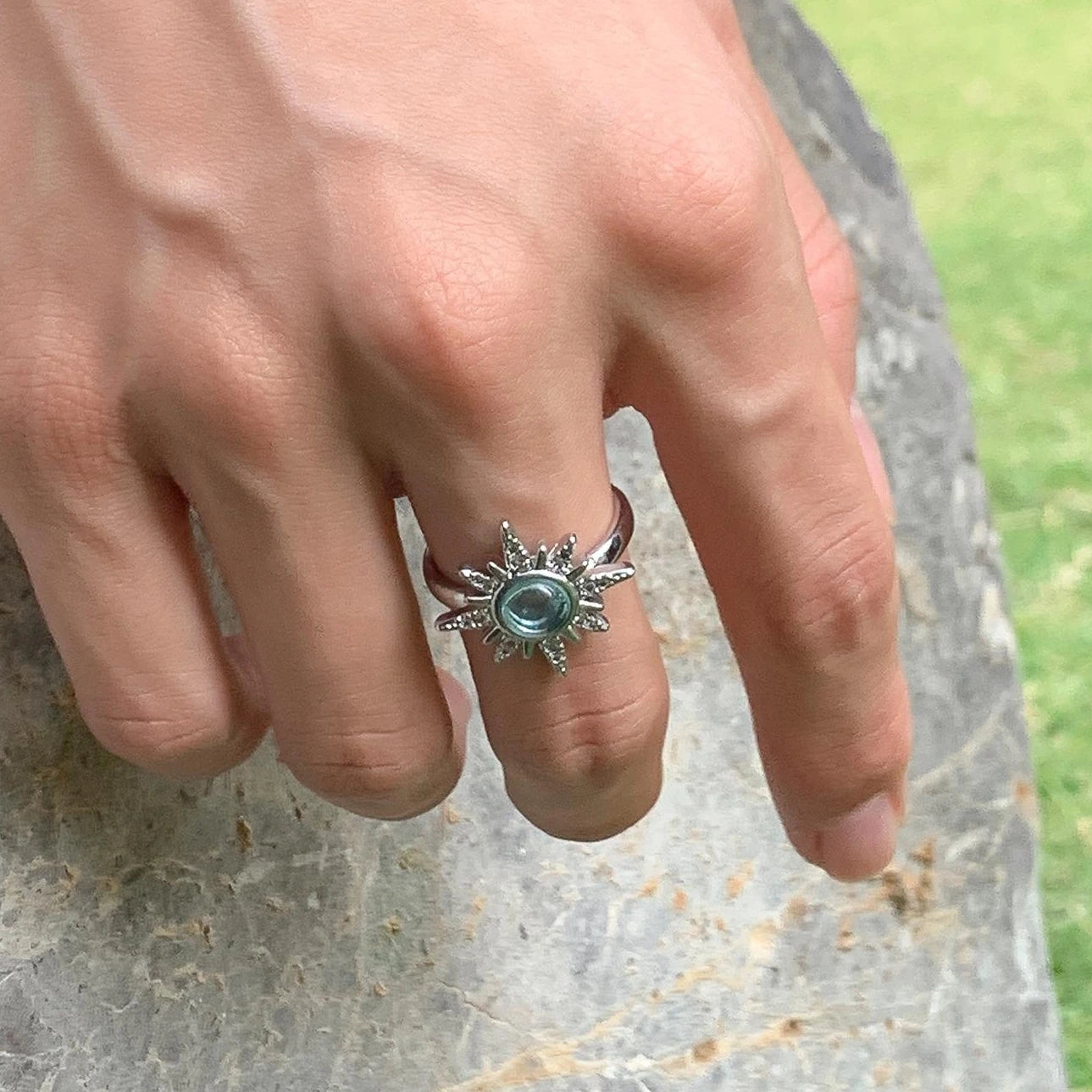 Accessories Adjustable Crystal Sunflower Ring