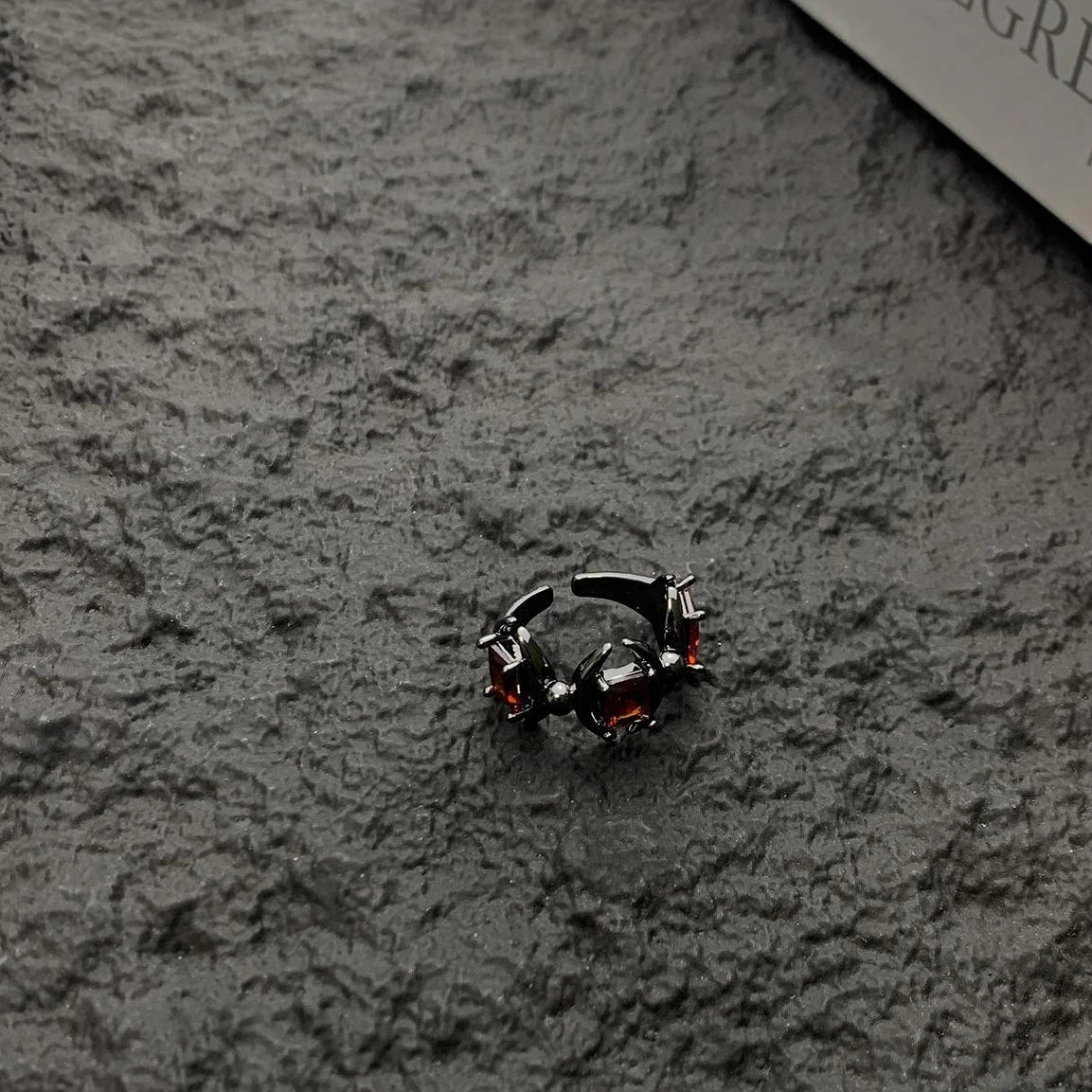 Accessories Adjustable Dark Crescent Geometric Ring