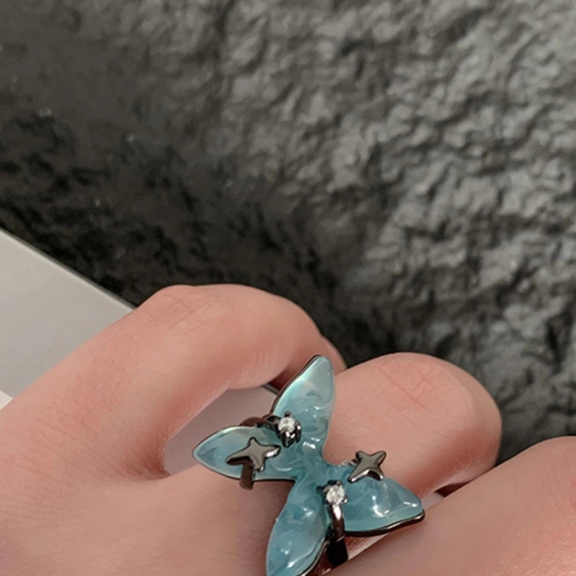 Accessories Adjustable Glacier Blue Butterfly Star Ring