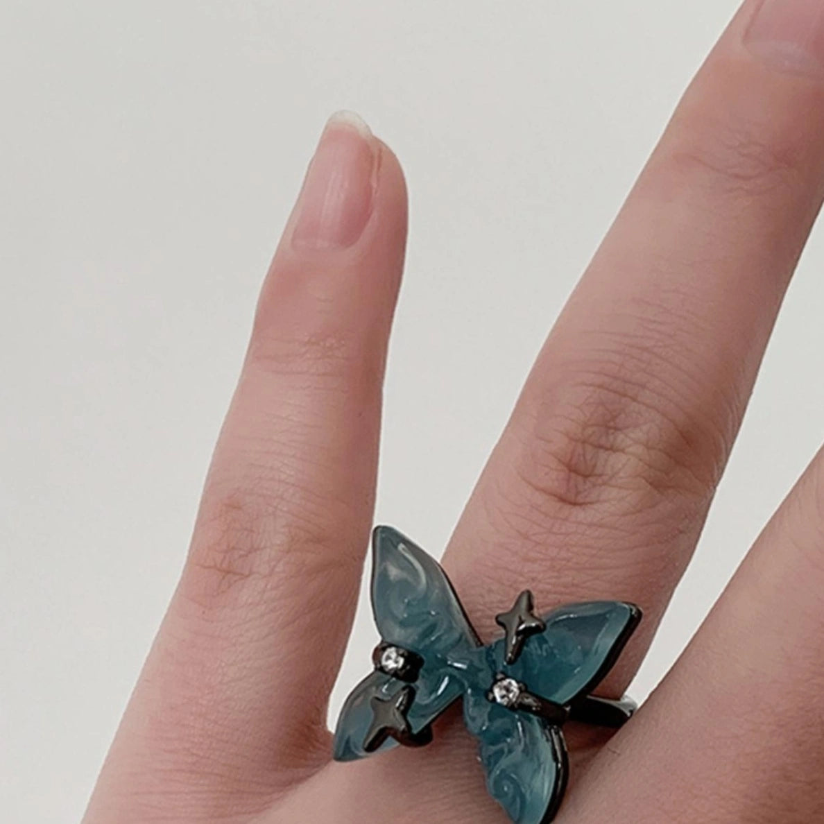 Accessories Adjustable Glacier Blue Butterfly Star Ring
