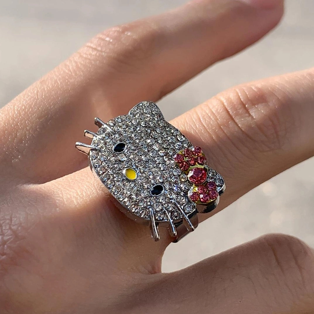 Accessories Adjustable Glitter Cat Ring