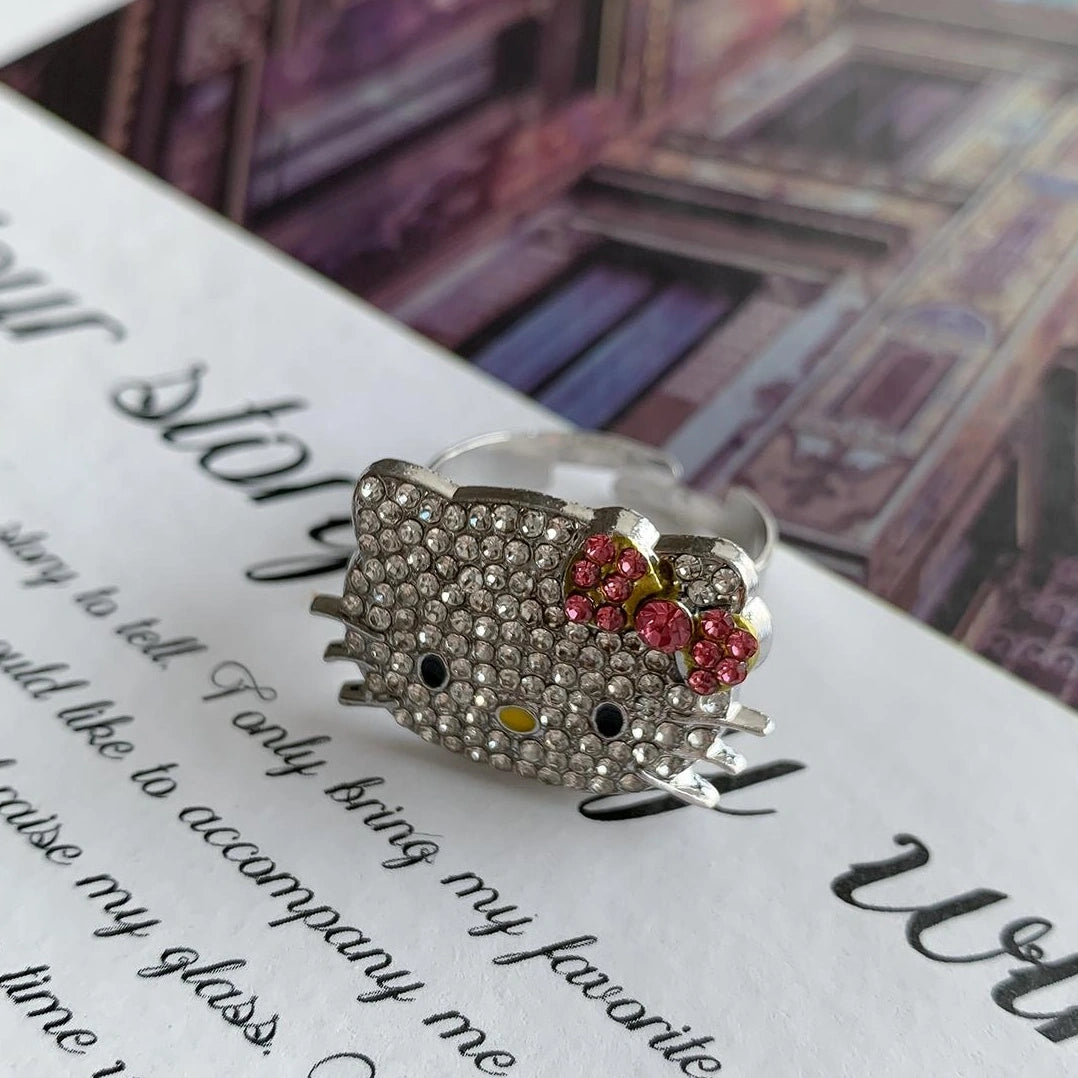 Accessories Adjustable Glitter Cat Ring