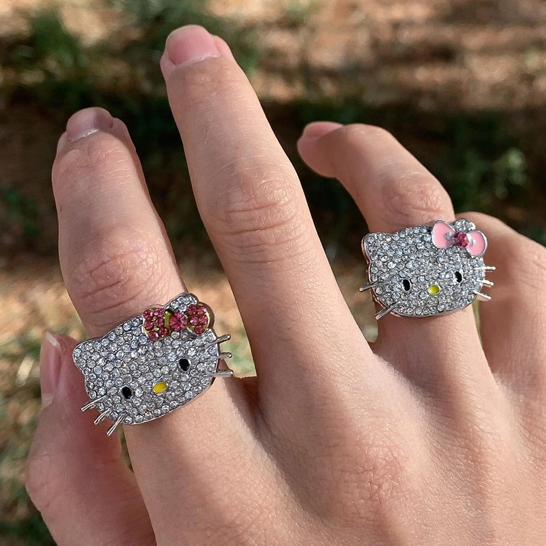 Accessories Adjustable Glitter Cat Ring