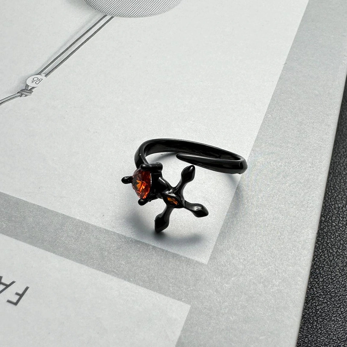 Accessories Adjustable Gothic Red Zircon Punk Ring