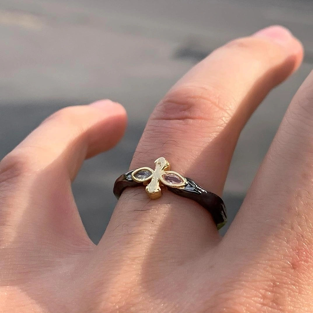 Accessories Adjustable Purple Zircon Cross Ring