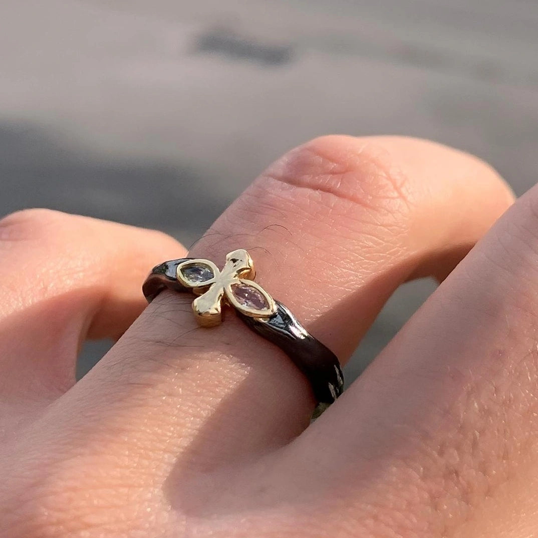 Accessories Adjustable Purple Zircon Cross Ring