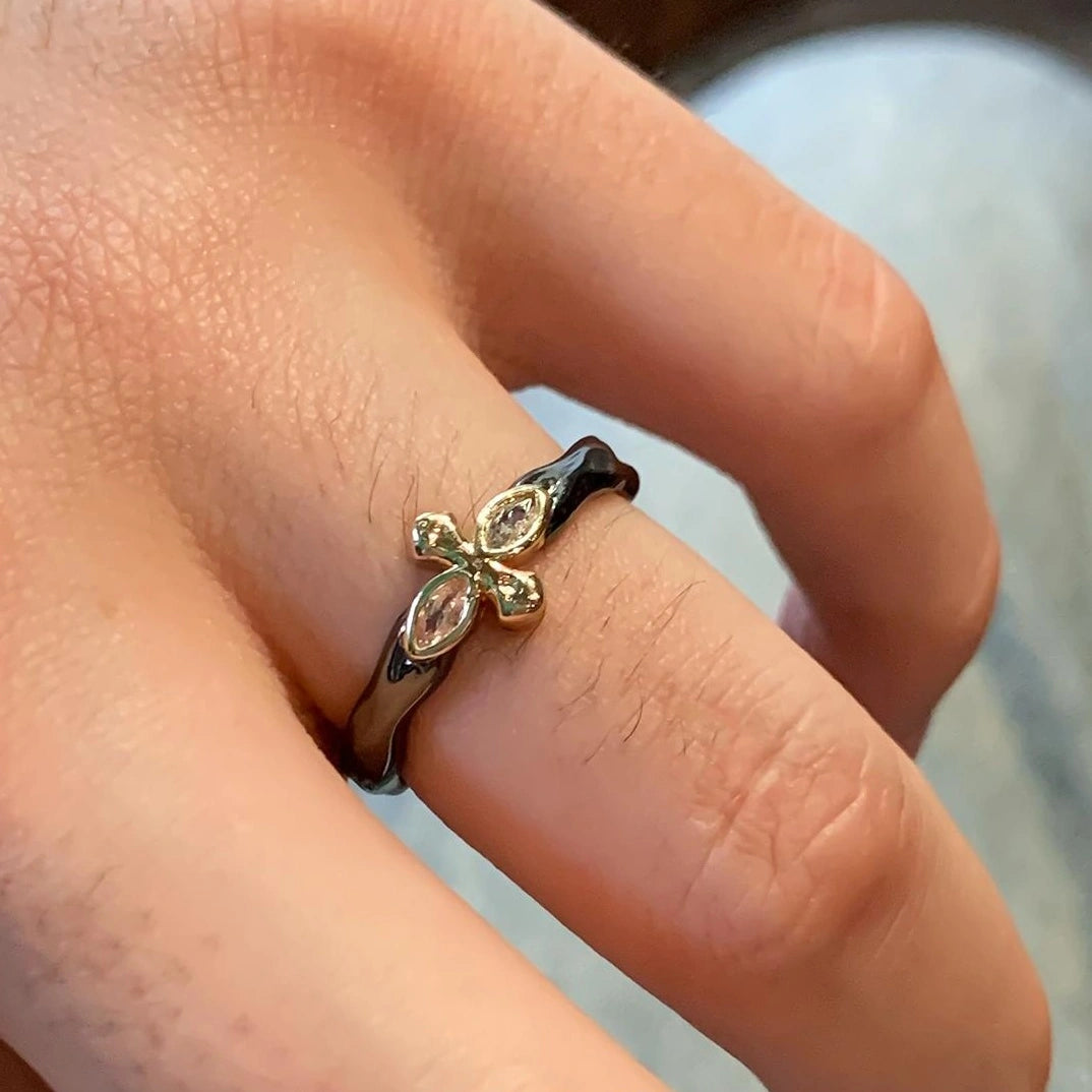 Accessories Adjustable Purple Zircon Cross Ring