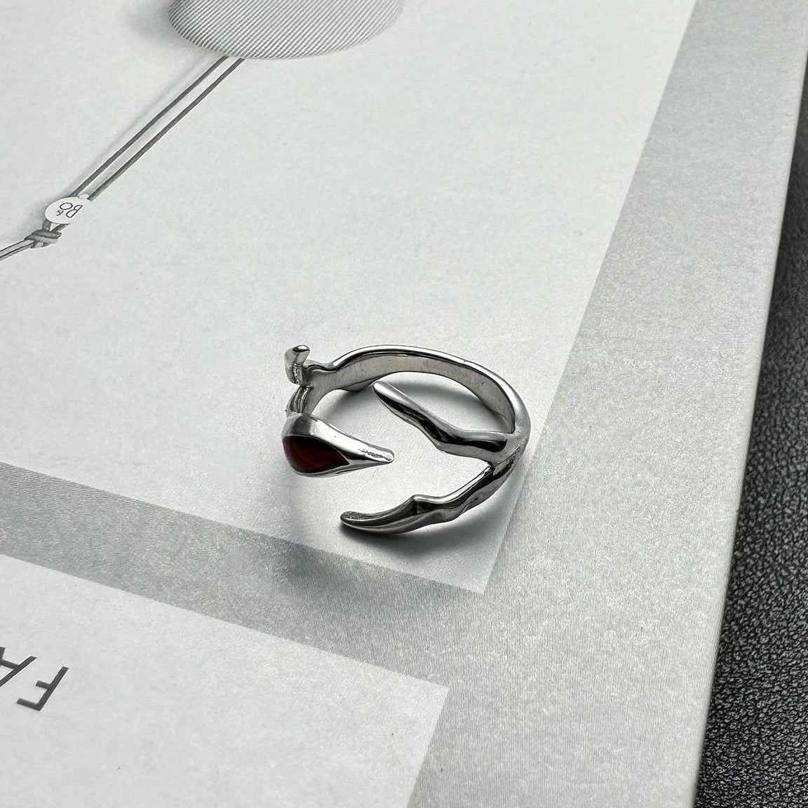 Accessories Adjustable Red Drip Statement Ring