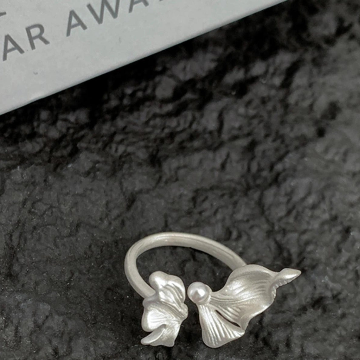 Accessories Adjustable Silver White Butterfly Ring