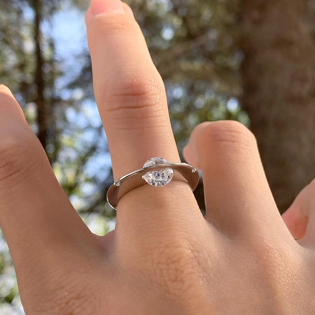 Accessories Adjustable Silver Zircon Orbit Ring