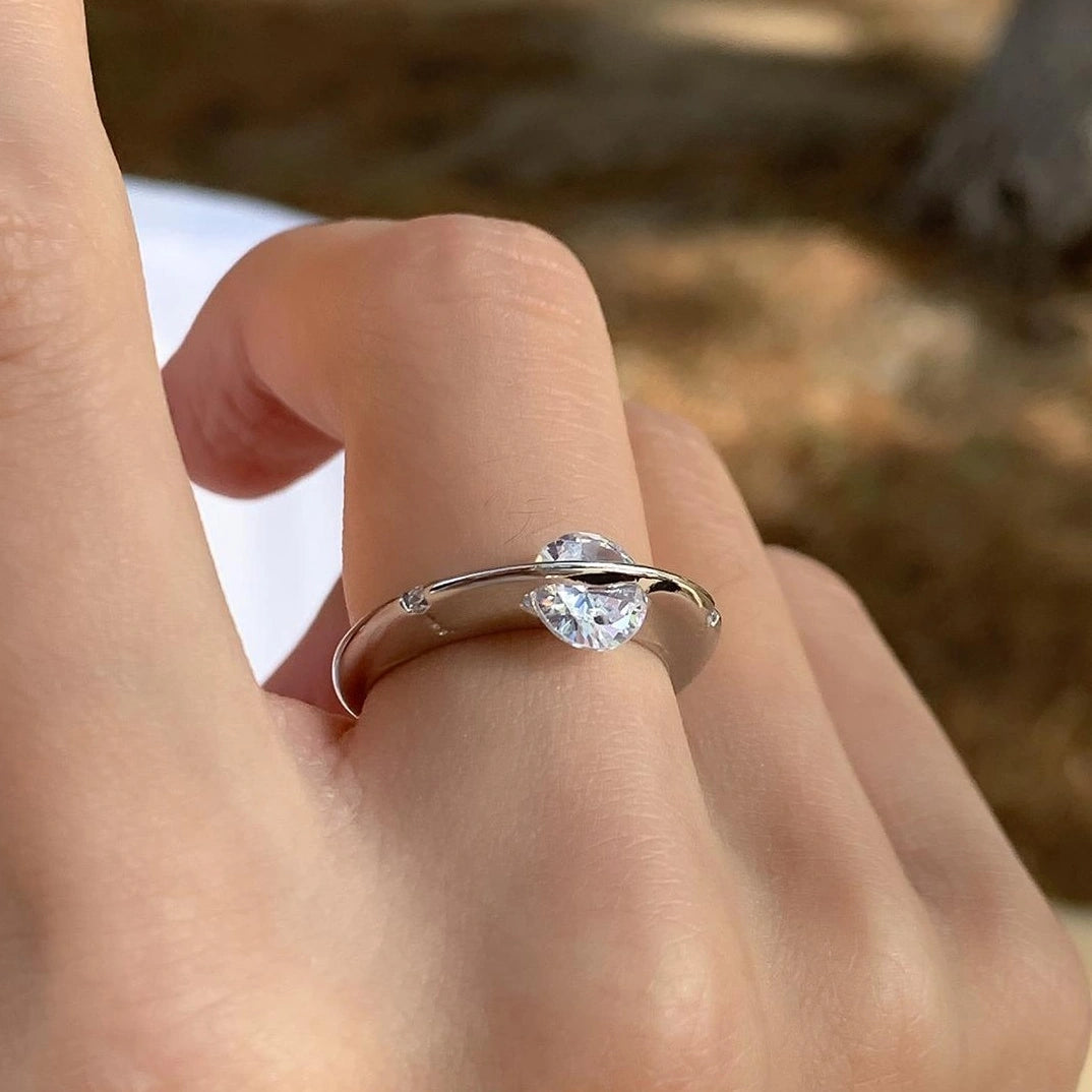 Accessories Adjustable Silver Zircon Orbit Ring