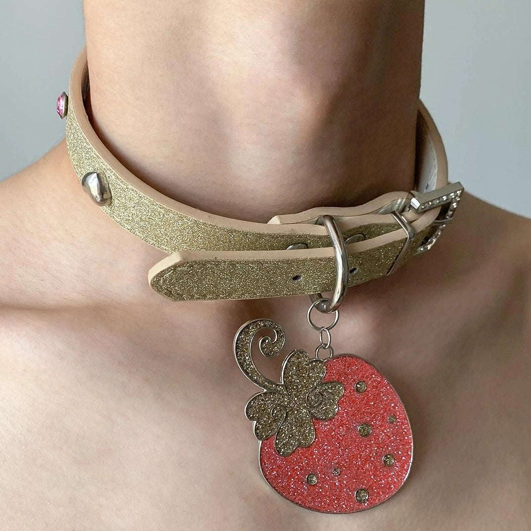 Accessories Adjustable Strawberry Pendant Collar Necklace