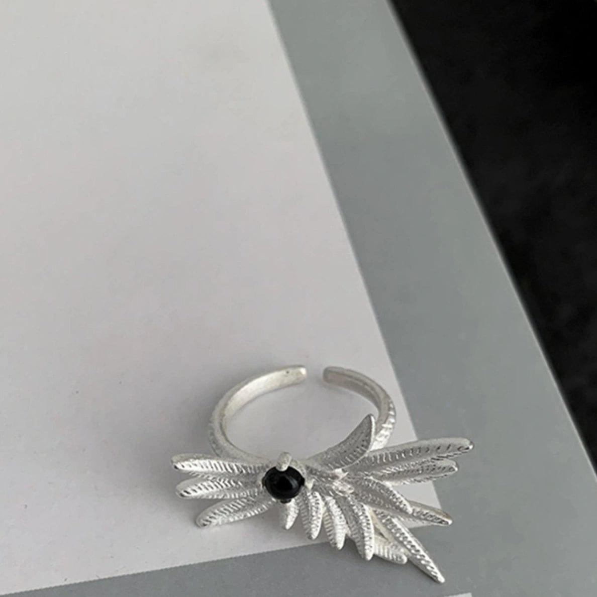 Accessories Adjustable White Feather Ring