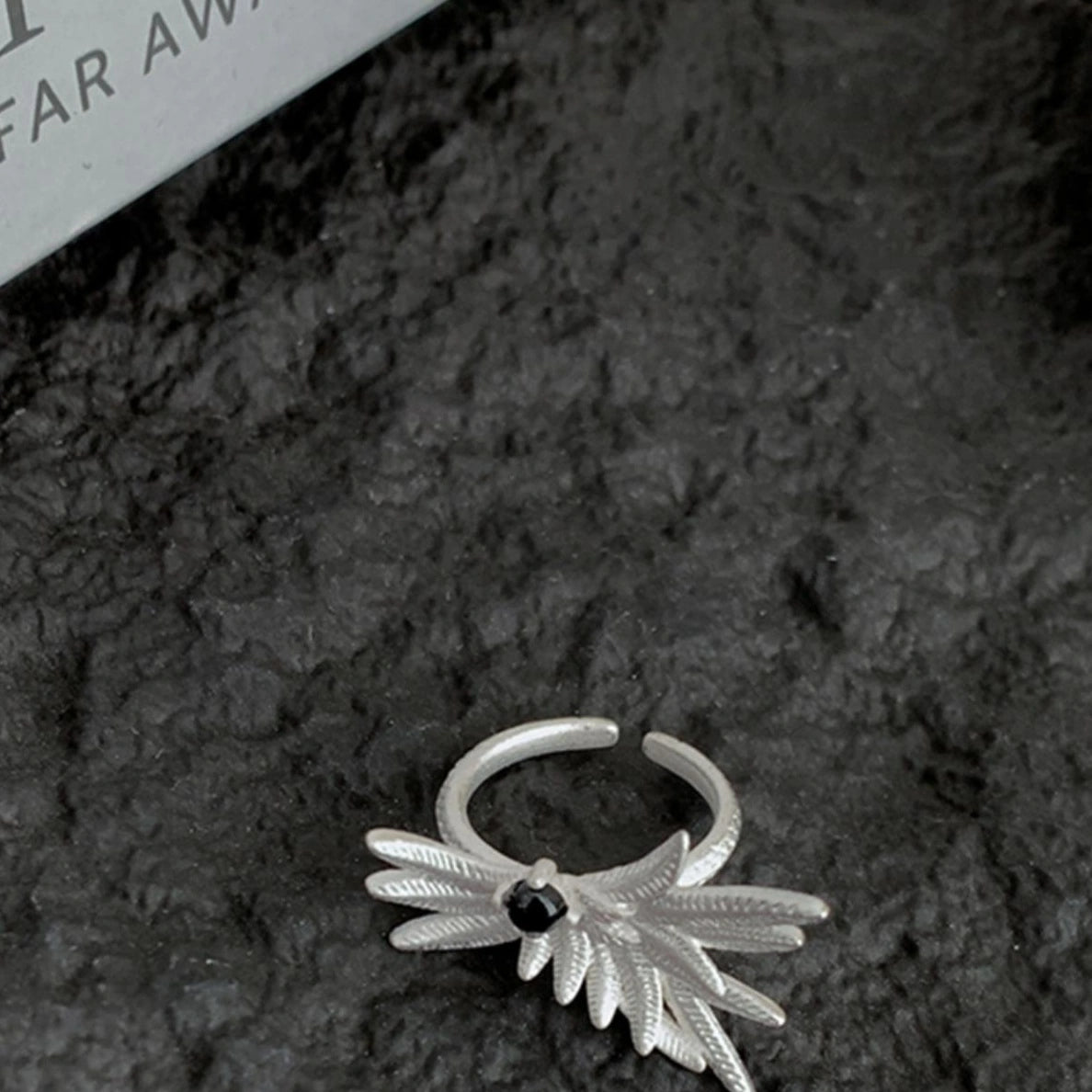 Accessories Adjustable White Feather Ring