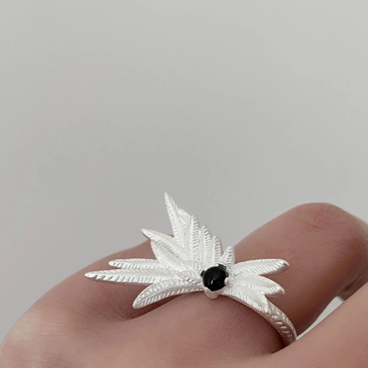 Accessories Adjustable White Feather Ring