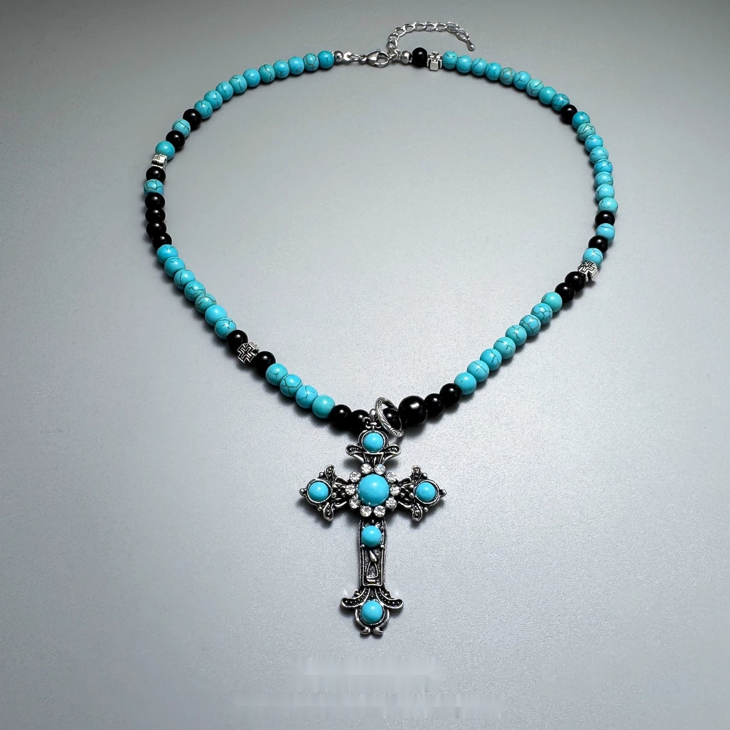 Accessories_Antique_Cross_Green_Stone_Geometric_Beaded_Necklace_MISSTT