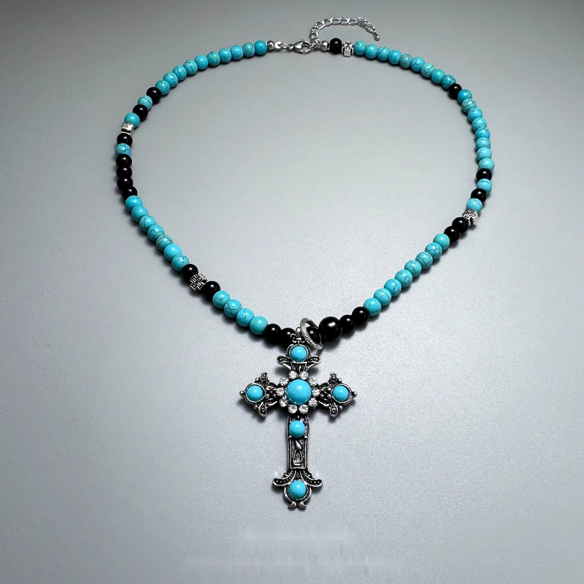 Accessories_Antique_Cross_Green_Stone_Geometric_Beaded_Necklace_MISSTT