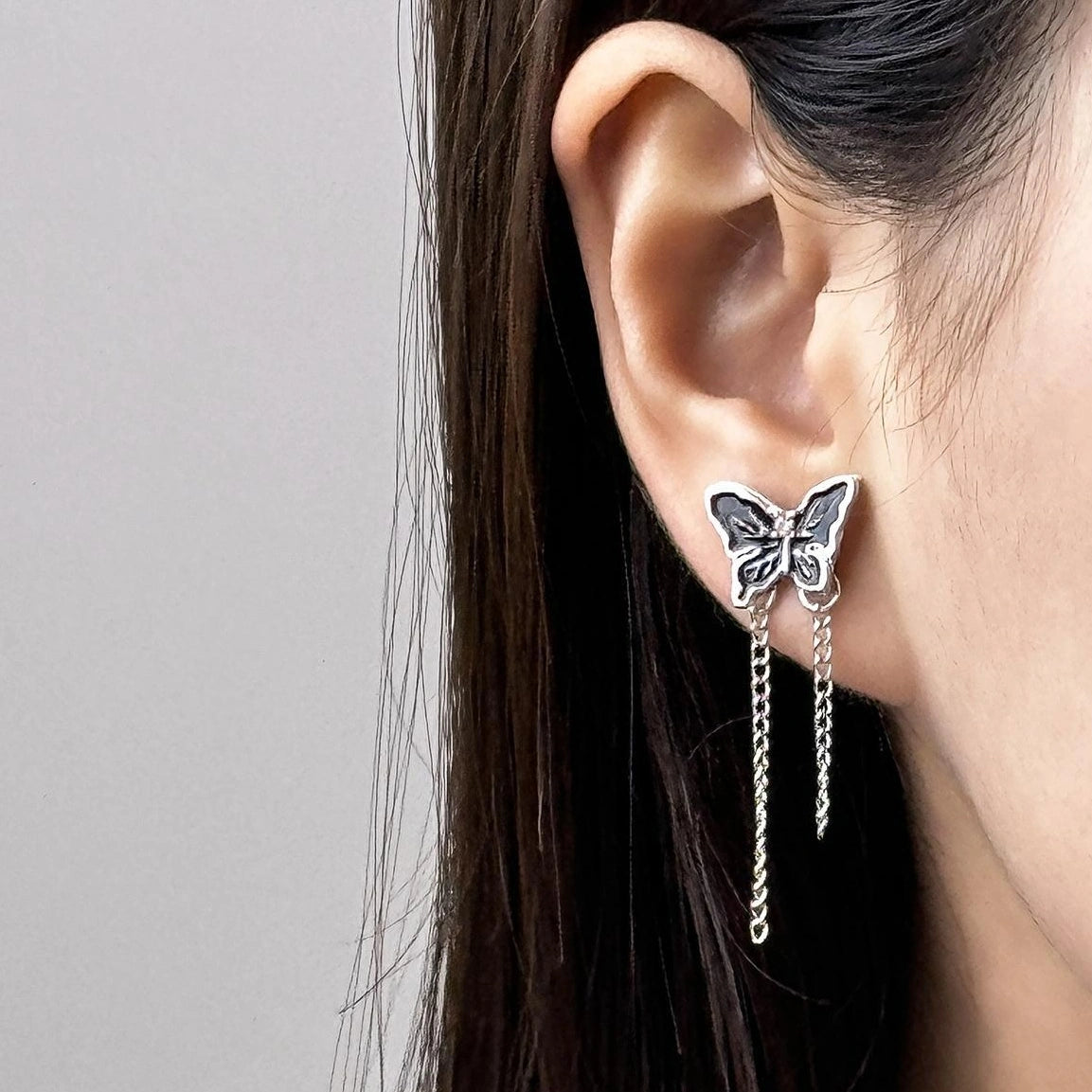 Accessories Black Butterfly Fringe Earrings
