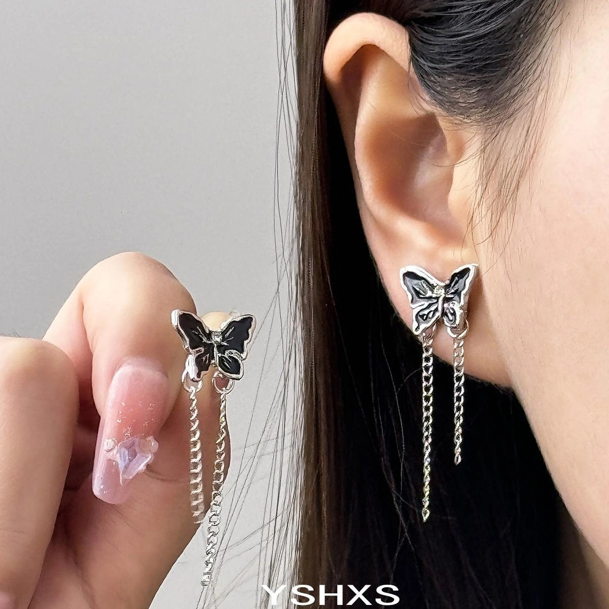 Accessories Black Butterfly Fringe Earrings