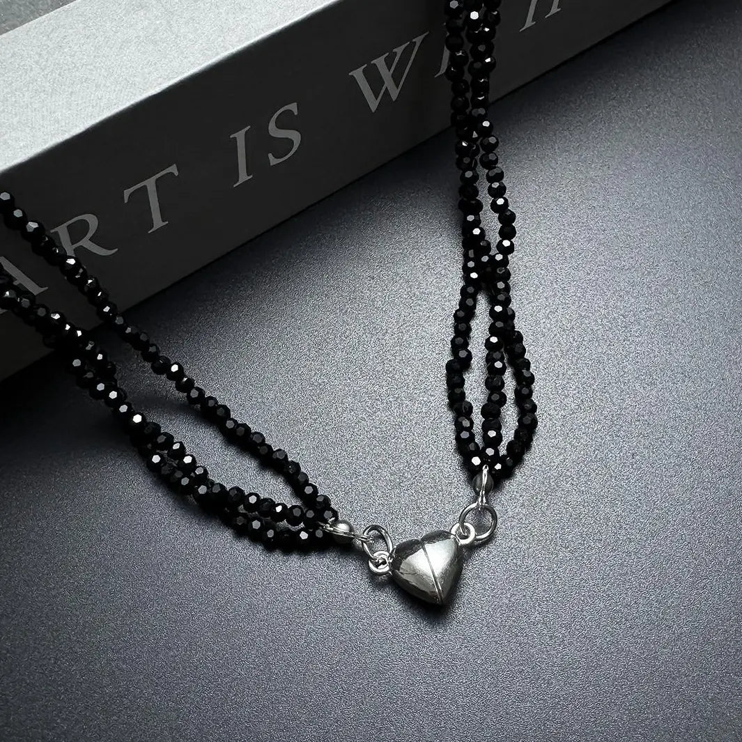Accessories Black Heart Beaded Choker Necklace